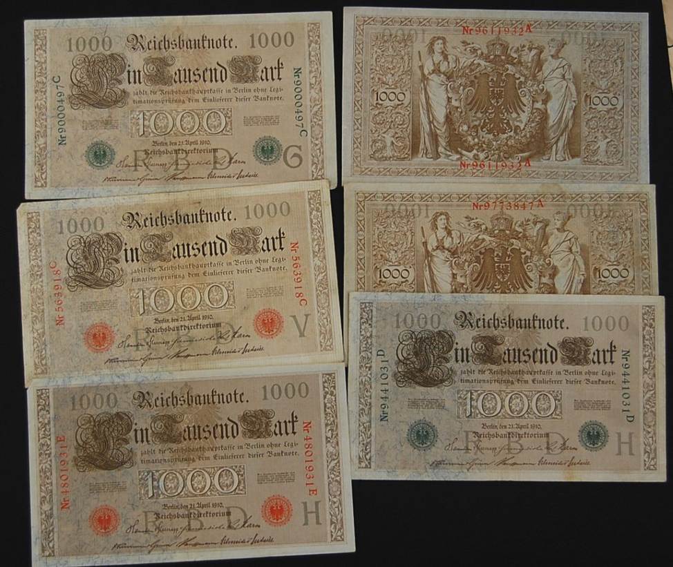 Deutschland 50 x 1000 Reichsmark ca. 1910 gebraucht Deutschland 50 x 1000 Reichsmark ca. 1910 gebraucht