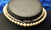 835 Silber Verschluss Perlen Kette, 52cm lang, 12g -