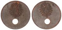 Kaiserreich 20 Pfennig Probe, beidseitig Adler auf gelochtem Bronzeschrötling -