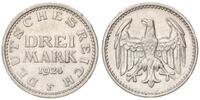 Deutschland / WEIMAR 3 Mark J.312 Rändelungsfehler UNDRECHT -