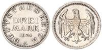 Deutschland / WEIMAR 3 Mark Fehlrpägung J.312 Rändelungsfehler UNDRECHT -