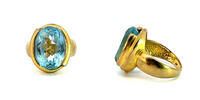 333 Gold Ring mit Blautopas, 7,18g, Ringgröße 53 -