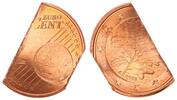 Deutschland / Bundesrepublik Fehlprägung 1 Cent Fehlprägung entwertet durch Zerschneiden, Fehlpr. 30° Stempeldr. -