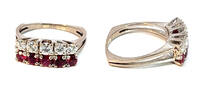 750 Gold Ring mit Diamanten und Rubinen, 5,3g, Ringgröße 53 -