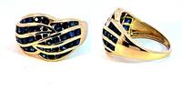 585 Gold Ring mit dunkelblau Saphir,14 Karat Gold, Ringgröße 53-54 -