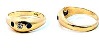 585 Gold Ring mit Saphiren und Diamant(0,08Karat), Ringgröße 63 -