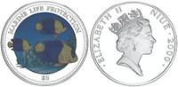 Niue 5 Dollar Neptun - Schutz der Meeresfauna - Artenvielfalt - Blaugelber Herzogfisch -