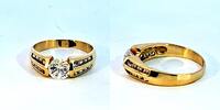 585 Gold Ring mit Zirkonen, 14K Gold, Ringgröße 60 -