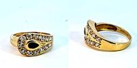 585 Gold Ring mit Saphir & Zirkonen, 14K Gold, 5,31g, Ringgröße 57 -