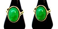 585 Gold Ring mit Jade, Ringgröße 51 -