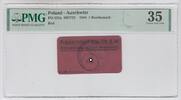 Deutschland - Polen Konzentrationslager Auschwitz 1 Reichsmark Prämienschein Konzentrationslager Auschwitz 1 Mark Prämienschein rot - PMG zertifiziert -