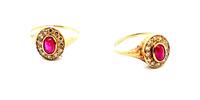 585 Gold Ring mit Rubin und Diamanten 2,9g Ringgröße 56-57 -