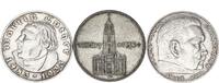 Deutschland / 3.Reich 3 x 2 Mark Lot aus Garnisonskirche mit Datum und Hindenburg+Luther -