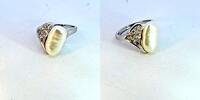 585 Weißgold Ring mit Perle und Diamanten, 5,2g, Ringgröße 52 -