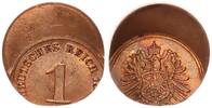 Kaiserreich 1 Pfennig Fehlprägung: J.1 40% dezentriert u. schüsselförmig -