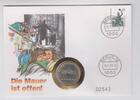 Deutschland / BRD 5 Mark DDR in Numisbrief Brandenburger Tor, die Mauer ist offen -