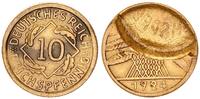 Deutschland / Weimar 10 Pfennig Fehlprägung: Adlerseite 60 % incuse geprägt -