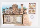 Zypern 1 Lira-Banknote in Numisbrief Schottland, 1 Pound-Banknote in Numisbrief -