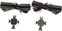3. Reich Orden Mutterkreuz in Silber Miniatur 21mm an Damenschleife ** -