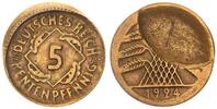 Deutschland / Weimar 5 Pfennig Fehlprägung : Abdruck eines mitgeprägten Rohlings -