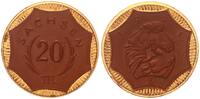 Sachsen - Weimar 20 Mark Notgeld Porzellan (Meissen) m. Golddekor Variante auf dünnem Schrötling,nur 4,2g -