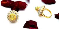 900 Gold Ring mit Diamanten, Olivin und Mondstein, 11,64g, Ringgröße 52-53, 900er Gold -