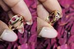 750 Gold Ring mit Rubin und Diamanten 4,3g Ringgröße 51 -