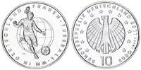 Deutschland 10 Euro Probe in Silber - Frauen-Fußball - fast ohne Randschrift 16,0g. -