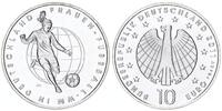 Deutschland 10 Euro Probe in Silber - Frauen-Fußball - fast ohne Randschrift 16,0g. -