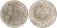 Kaiserreich Hamburg 5 Mark Fälschung in Weißmetall mit Riffelrand (statt Randschrift) -