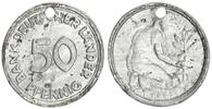 BRD 50 Pfennig Bank d. Länder Zeitgenössische Umlauffälschung in Blei-Zinn gelocht -