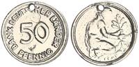 BRD 50 Pfennig Bank d. Länder Zeitgenössische Umlauffälschung in Blei-Zinn gelocht -