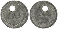 BRD 50 Pfennig Zeitgenössische Umlauffälschung in Blei-Zinn gelocht -