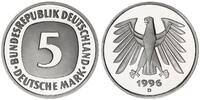 Deutschland / Bundesrepublik 5 Mark 5 DM Kursmünze 1996 D TOP-Erhaltung - Seltenes Jahr Polierte Platte (PP, Proof) -