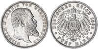 Deutsches Kaiserreich-Württemberg 5 Mark König Wilhelm II. -