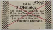 Poniec, Polen/ Punitz, Posen 5 Pfennig Stadt, Notgeld -