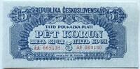 5 Kronen/Korun 1944 Tschechoslowakei Specimen fast kassenfrisch