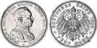 Preußen 5 Mark Silber Kaiser in Uniform Wilhelm II -