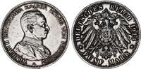 Preußen 5 Mark Silber Kaiser in Uniform Wilhelm II -