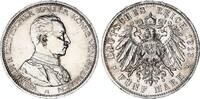 Preußen 5 Mark Silber Kaiser in Uniform Wilhelm II -