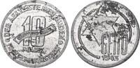 10 Mark (mit Echtheitszertifikat) 1943 Deutschland / Polen / Getto Litzmannstadt Aluminium 3,50g  aus dem New Yorker Lot fast prägefrisch,Flecken