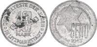 10 Mark (mit Echtheitszertifikat) 1943 Deutschland / Polen / Getto Litzmannstadt Aluminium 3,42g  aus dem New Yorker Lot fast prägefrisch,Flecken