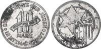 10 Mark (mit Echtheitszertifikat) 1943 Deutschland / Polen / Getto Litzmannstadt Aluminium 3,41g  aus dem New Yorker Lot fast prägefrisch,Flecken