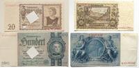 20, 100 Reichsmark 1935, 1939 Drittes Reich, Third Reich mit Hakenkreuz gebraucht-stark gebraucht