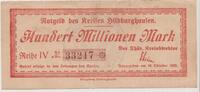 Hildburghausen, Thüringen 100 Millionen Mark Kreis, Notgeld -