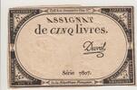 Frankreich Assignat 5 Livres Frankreich Assignat zu 5 Livres -