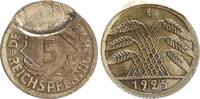 Weimar 5 Pfennig Fehlprägung Wertseite 20% incus Weimar, Fehlprägung: 5 Pfennig 1925 E, Wertseite 20 % incus Abdruck prfr. -
