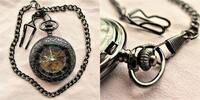 Herstellungsland unbekannt, TASCHENUHR, interessante, skelettierte SprungdeckelTASCHENUHR, gutes Uhrwerk,passende Kette, -