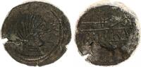 Antikes Griechenland AE-As Spanien Iberokelten Obulco, weibl. Kopf n.r., Davor OBVLCO, Rv. Pflug, Schrift -