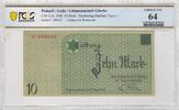 Drittes Reich - Polen Lodz - Ghetto Litzmannstadt 10 Mark 3. Reich Getto Litzmannstadt Geldschein zu 10 Mark 15. Mai 1940 -